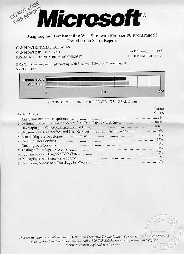 scanned result sheet
